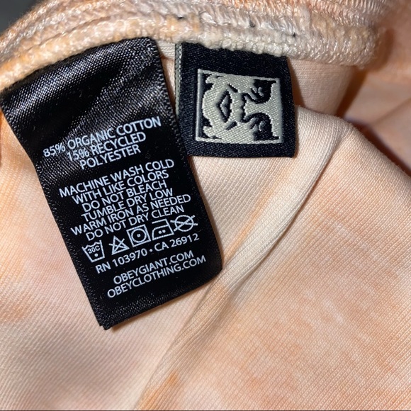 Obey Peach Tie Dye Crew Neck Pullover Sweatshirt NWT - Picture 6 of 9